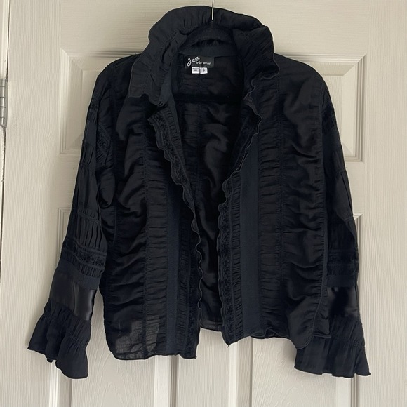 Jes Irie Wear Jackets & Blazers - He's Ire Wear Jeacket Women's S Black Victorian Mixed Media Goth Ruffle Lace